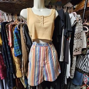 90s Vintage Striped Jean Shorts